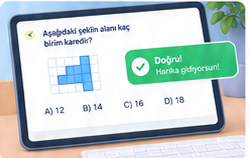Etkileşimli soru çözme ekranı tasarım örneği